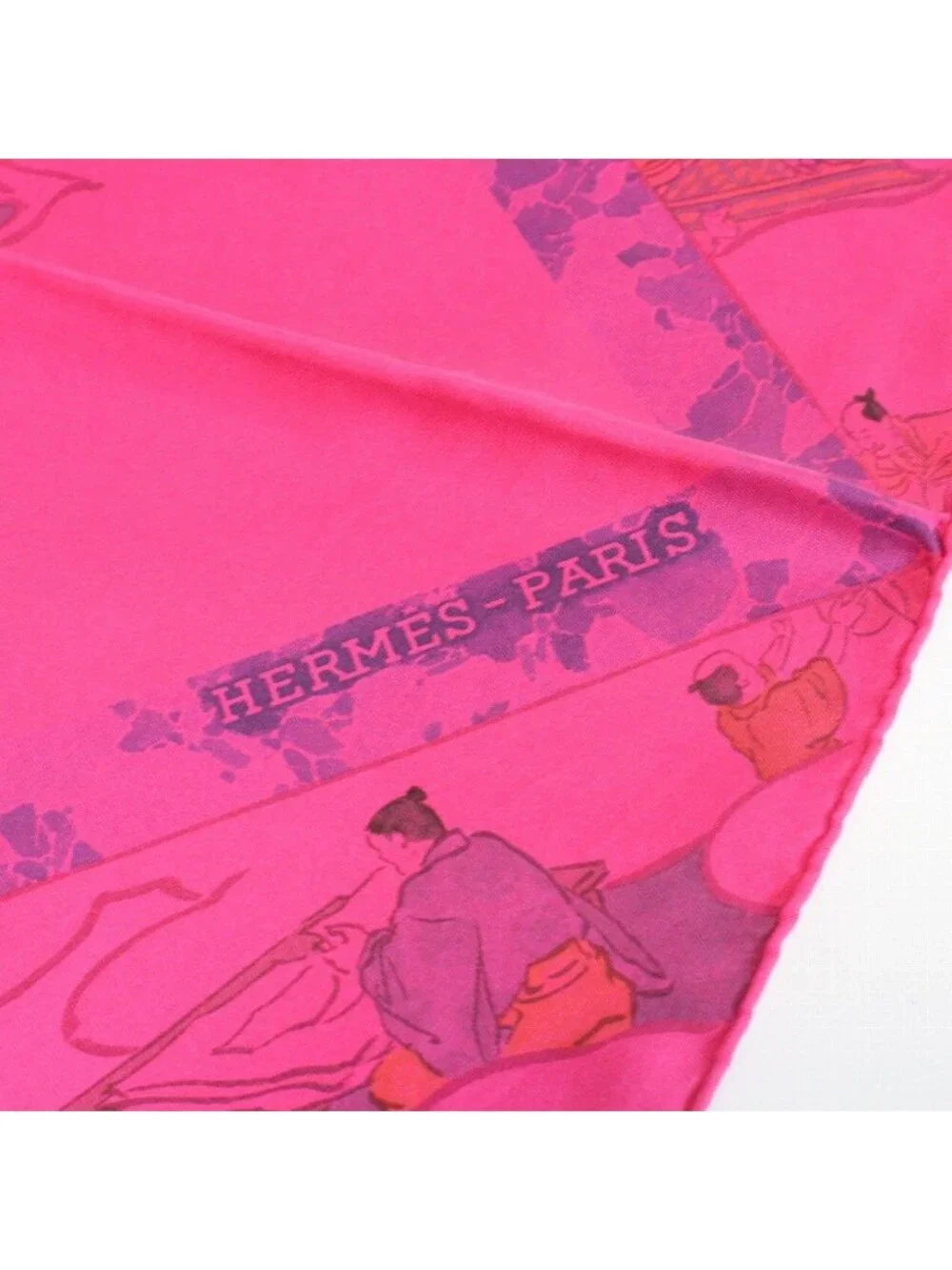Hermes Carre 90 Scarf Craftsmen Dip Dye Pink Silk 100% Pawn